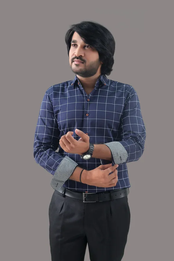 Dark_Blue_Cotton_Blend_Regular_Fit_Full_Sleeve_Checkered_Hip_Length_Shirt_For_Men