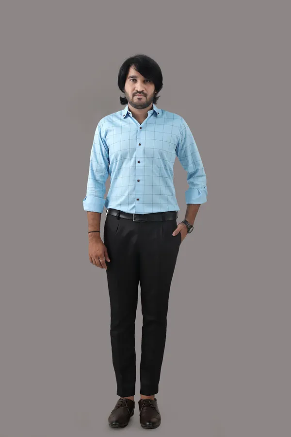 Light_Blue_Cotton_Blend_Regular_Fit_Full_Sleeve_Checkered_Hip_Length_Shirt_For_Men
