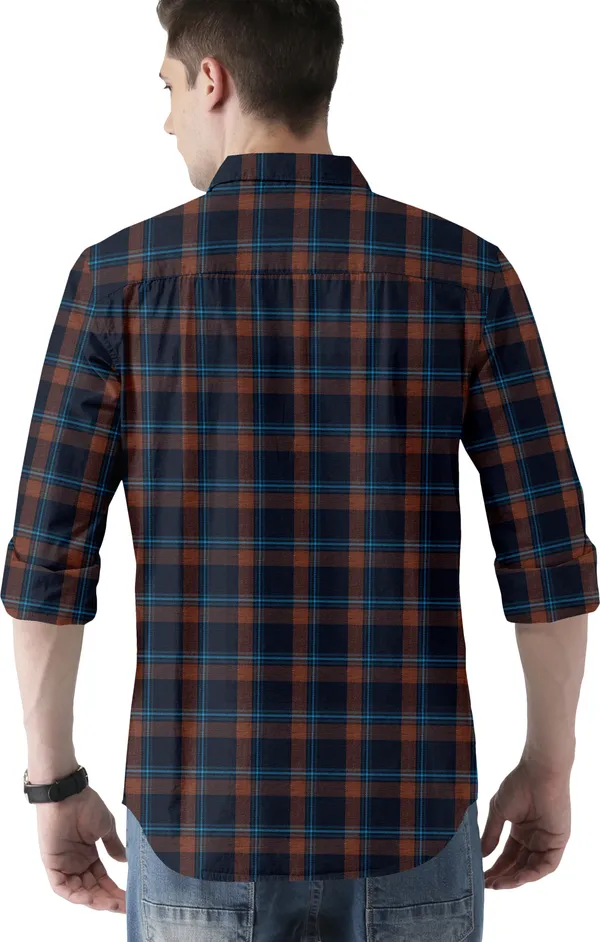 Brown_Cotton_Blend_Regular_Fit_Full_Sleeve_Checkered_Long_Shirt_For_Men