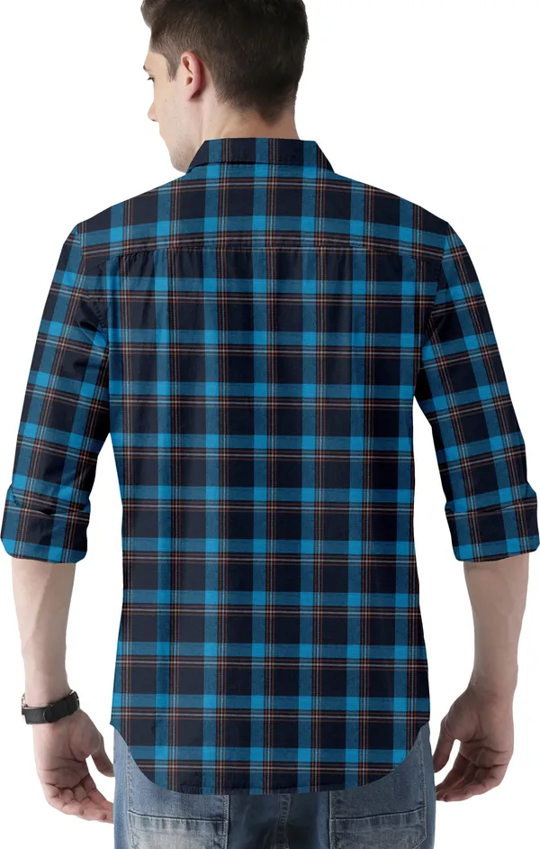 Multicolor_Cotton_Blend_Regular_Fit_Full_Sleeve_Checkered_Long_Shirt_For_Men