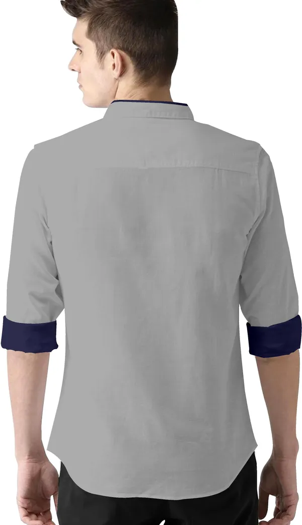 Grey_Cotton_Blend_Regular_Fit_Full_Sleeve_Solid_Long_Shirt_For_Men