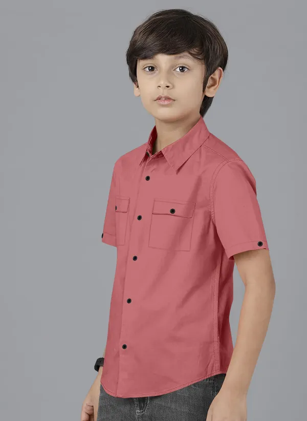 Pink_Cotton_Blend_Regular_Fit_Half_Sleeve_Solid_Long_Shirt_For_Boys