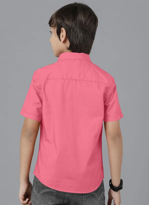 Pink_Cotton_Blend_Regular_Fit_Half_Sleeve_Solid_Long_Shirt_For_Boys