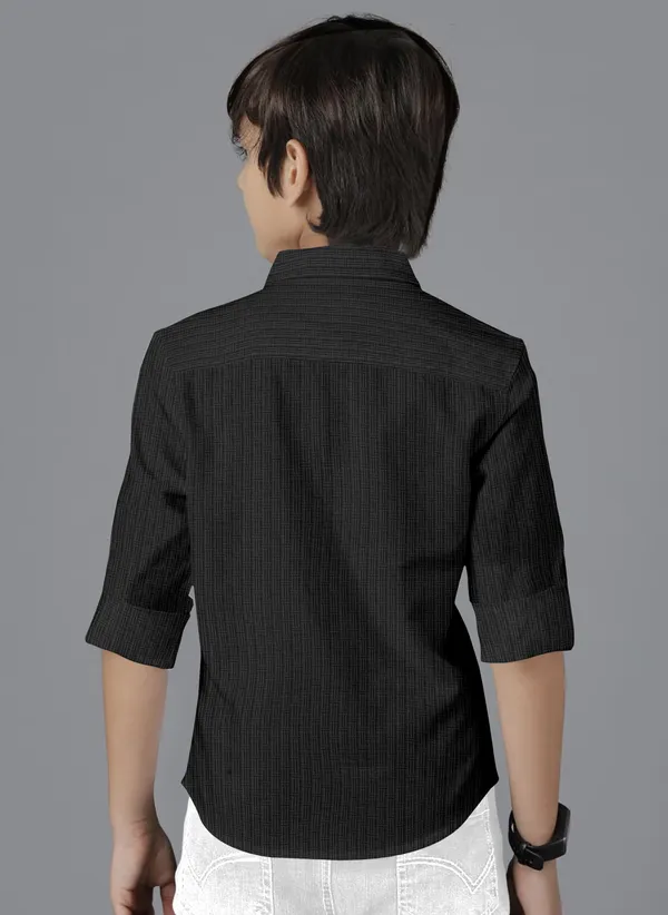 Black_Polycotton_Regular_Fit_Full_Sleeve_Self_Design_Long_Shirt_For_Boys