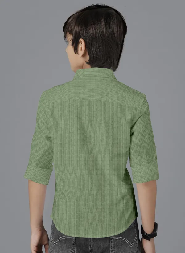 Green_Polycotton_Regular_Fit_Full_Sleeve_Self_Design_Long_Shirt_For_Boys