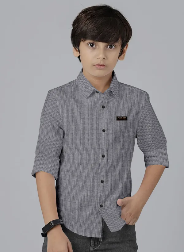 Grey_Polycotton_Regular_Fit_Full_Sleeve_Self_Design_Long_Shirt_For_Boys