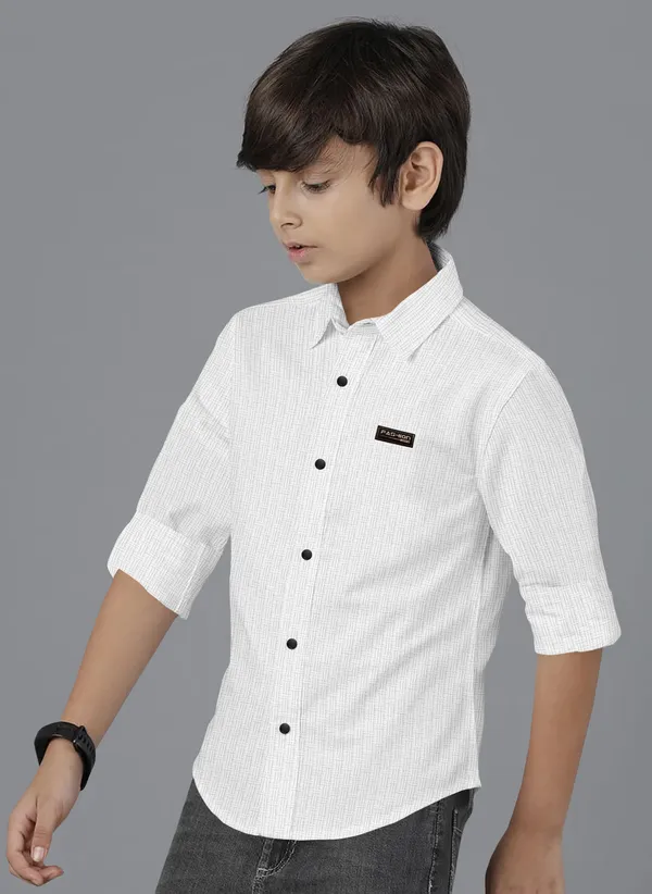 White_Polycotton_Regular_Fit_Full_Sleeve_Self_Design_Long_Shirt_For_Boys