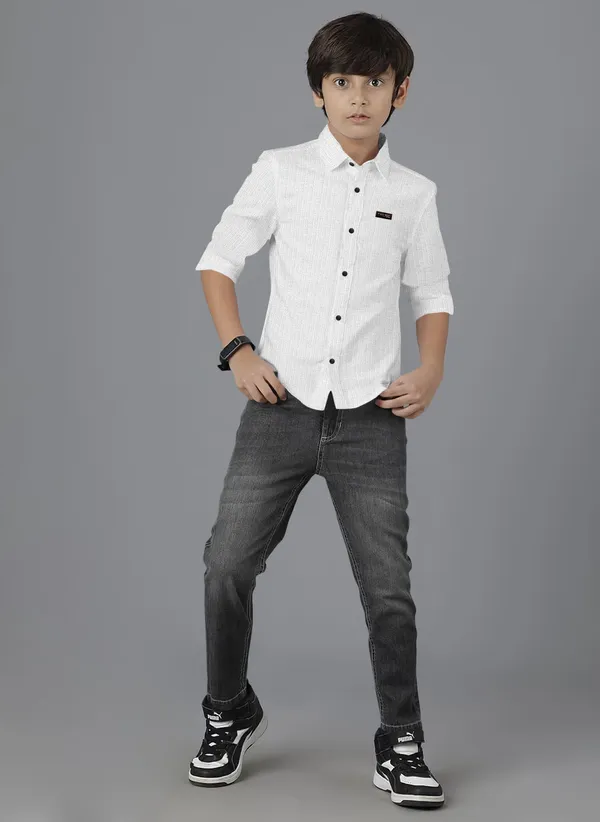 White_Polycotton_Regular_Fit_Full_Sleeve_Self_Design_Long_Shirt_For_Boys