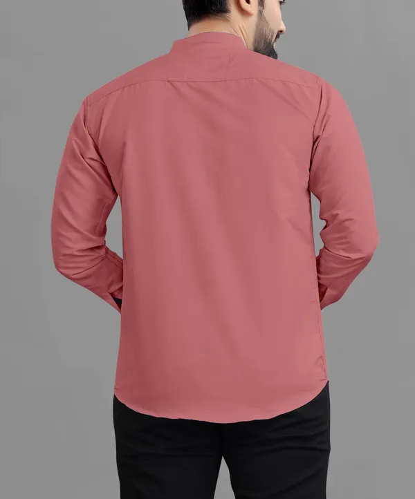 Peach_Cotton_Blend_Regular_Fit_Full_Sleeve_Solid_Long_Shirt_For_Men