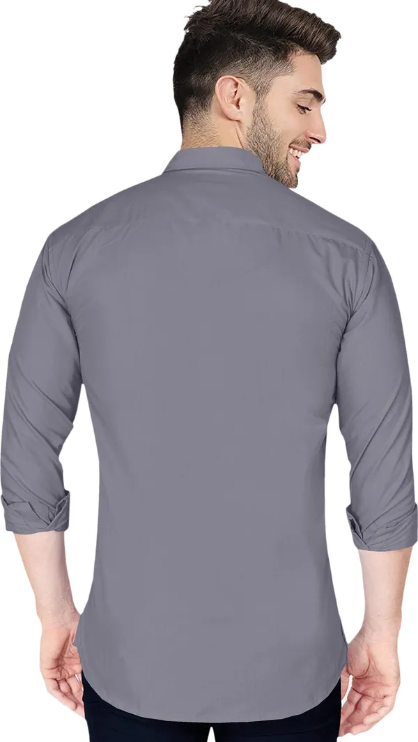 Grey_Cotton_Blend_Regular_Fit_Full_Sleeve_Solid_Long_Shirt_For_Men