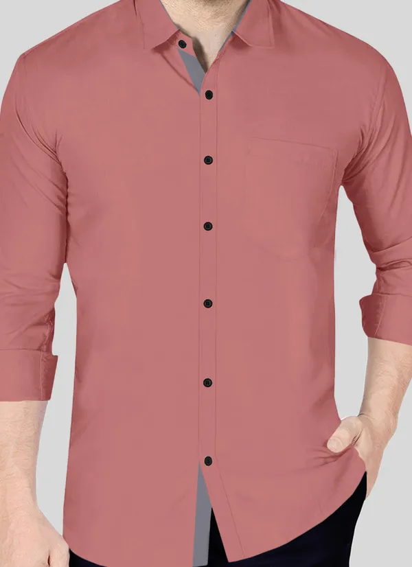 Peach_Cotton_Blend_Regular_Fit_Full_Sleeve_Solid_Long_Shirt_For_Men