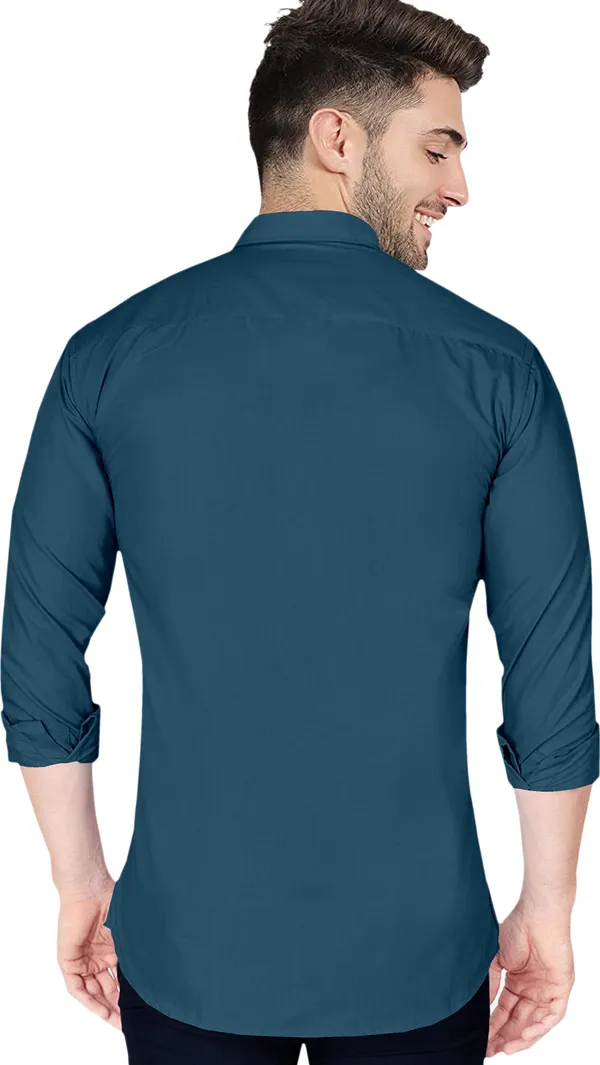 Peacock_Cotton_Blend_Regular_Fit_Full_Sleeve_Solid_Long_Shirt_For_Men