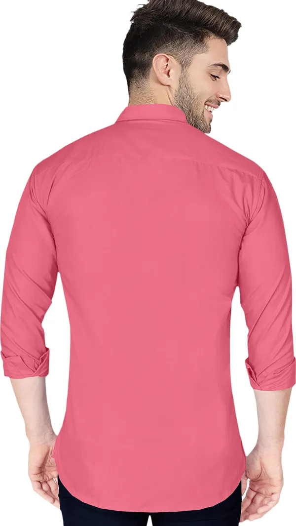 Pink_Cotton_Blend_Regular_Fit_Full_Sleeve_Solid_Long_Shirt_For_Men