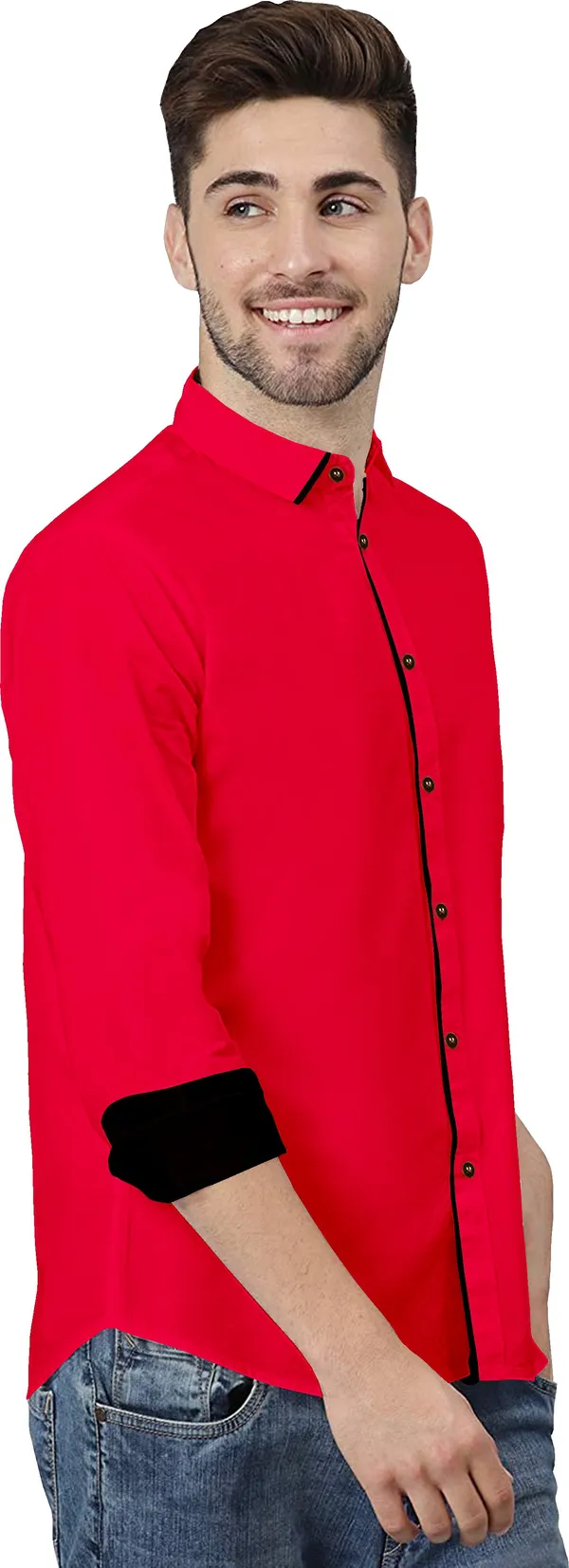 Pink_Pure_Cotton_Regular_Fit_3/4th_Sleeve_Solid_Long_Shirt_For_Men