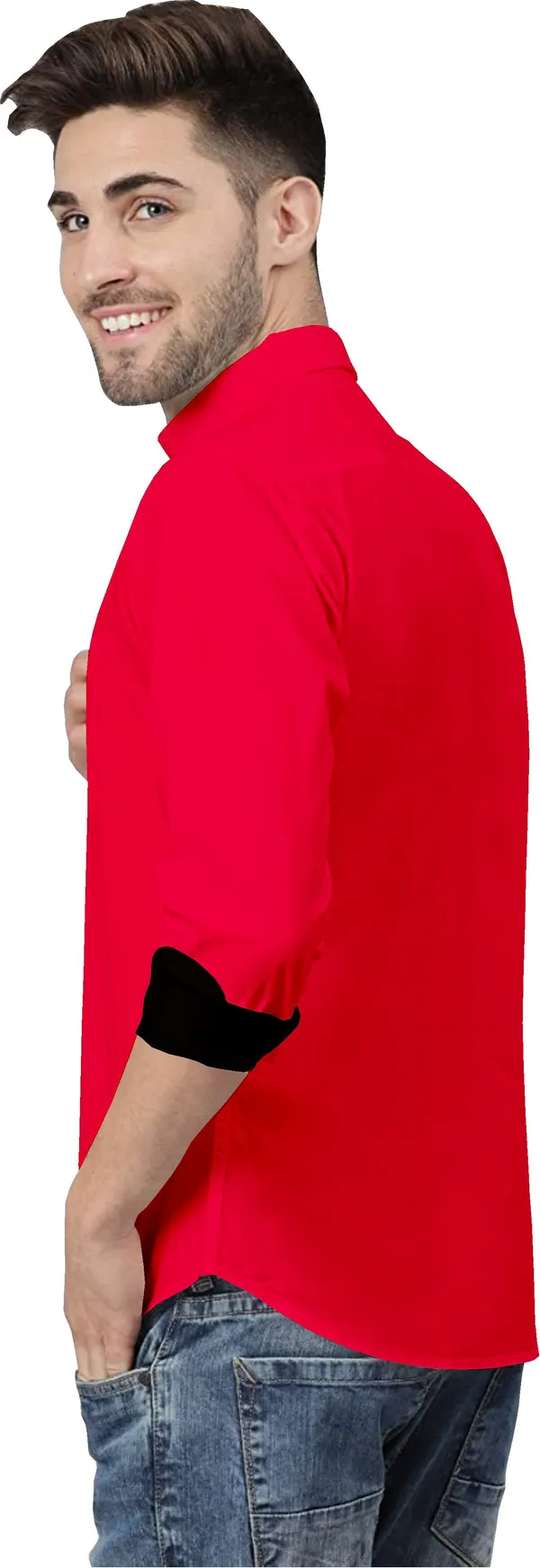 Pink_Pure_Cotton_Regular_Fit_3/4th_Sleeve_Solid_Long_Shirt_For_Men