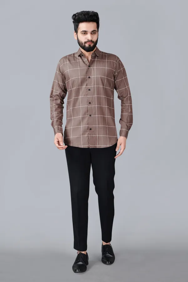 Grey_Cotton_Blend_Regular_Fit_Full_Sleeve_Checkered_Long_Shirt_For_Men
