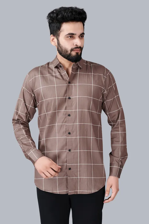 Grey_Cotton_Blend_Regular_Fit_Full_Sleeve_Checkered_Long_Shirt_For_Men