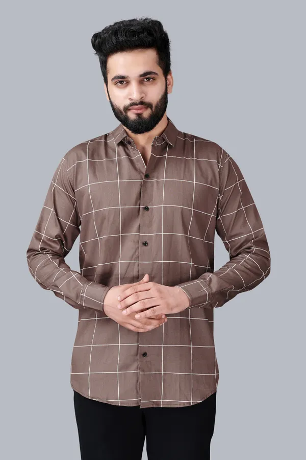 Grey_Cotton_Blend_Regular_Fit_Full_Sleeve_Checkered_Long_Shirt_For_Men