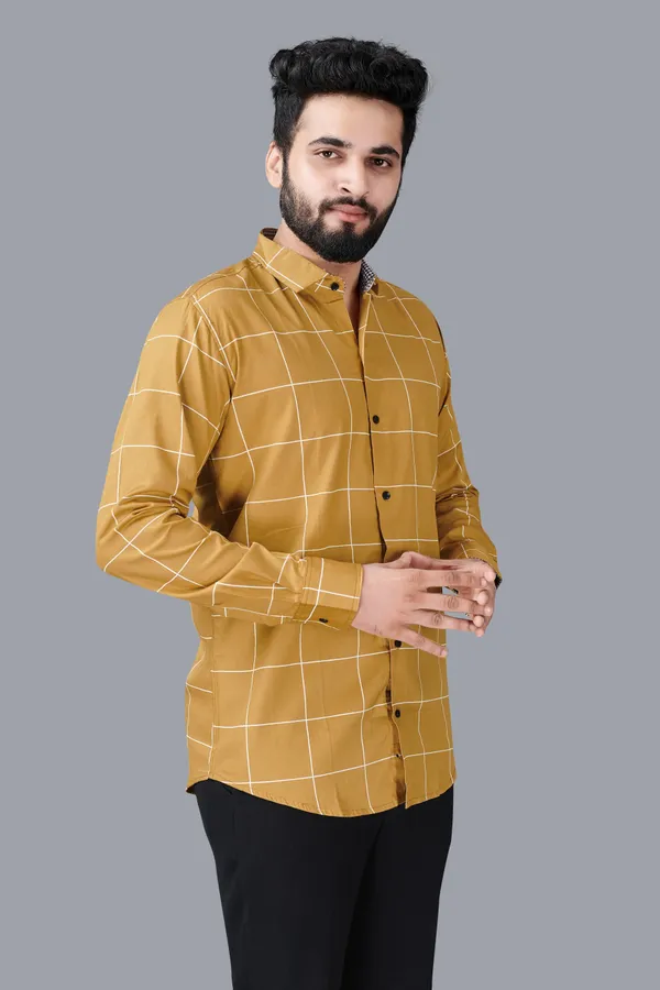 Yellow_Cotton_Blend_Regular_Fit_Full_Sleeve_Checkered_Long_Shirt_For_Men