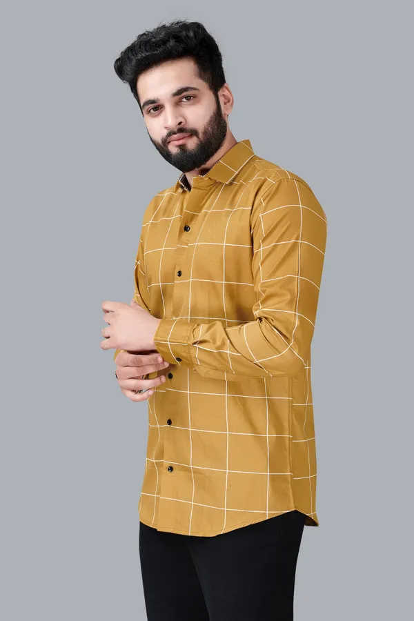 Yellow_Cotton_Blend_Regular_Fit_Full_Sleeve_Checkered_Long_Shirt_For_Men