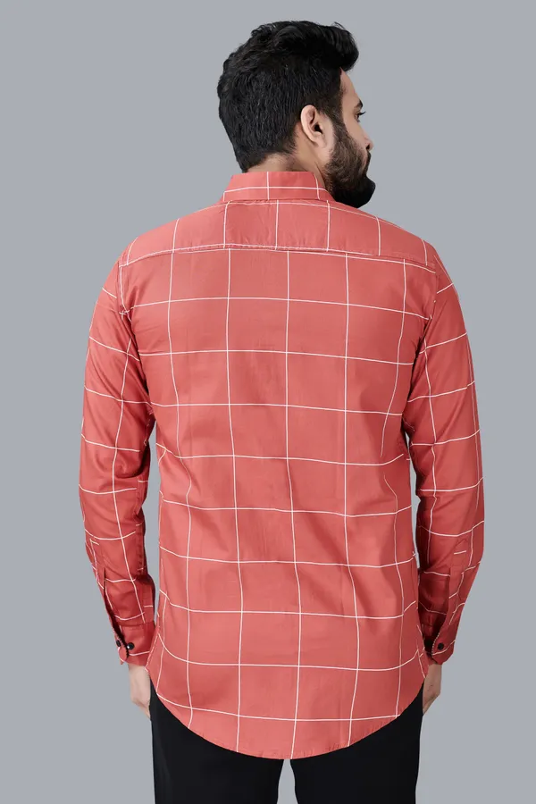 Red_Cotton_Blend_Regular_Fit_Full_Sleeve_Checkered_Long_Shirt_For_Men