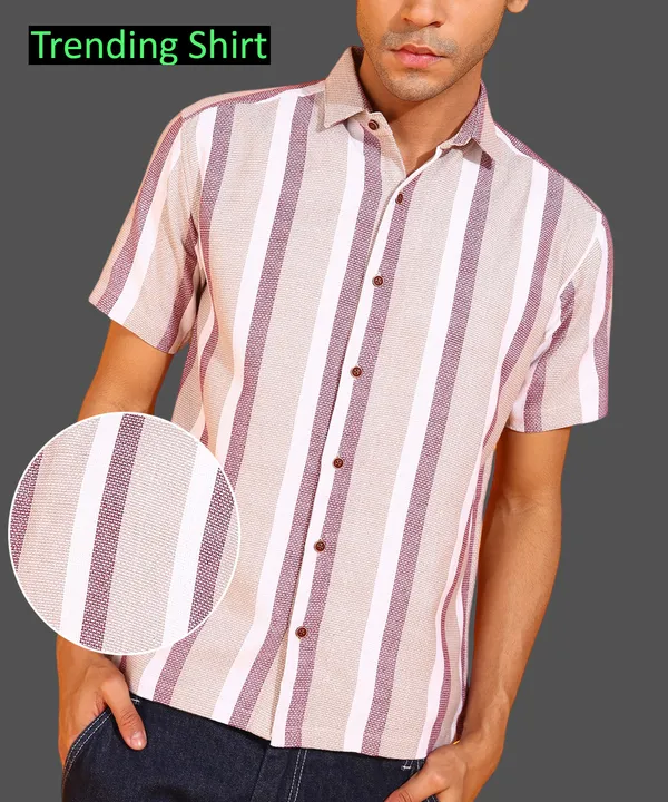Cream_Cotton_Blend_Regular_Fit_Half_Sleeve_Solid_Hip_Length_Shirt_For_Men