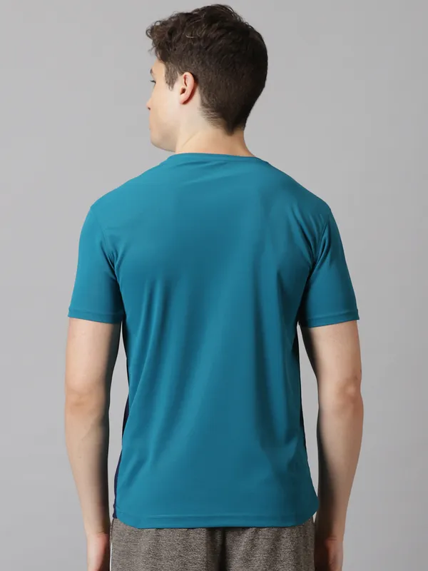 Green_&_Navy_Blue_Polyester_Colorblock_Round_Neck_Slim_Fit_Short_Sleeve_T-Shirt_For_Men