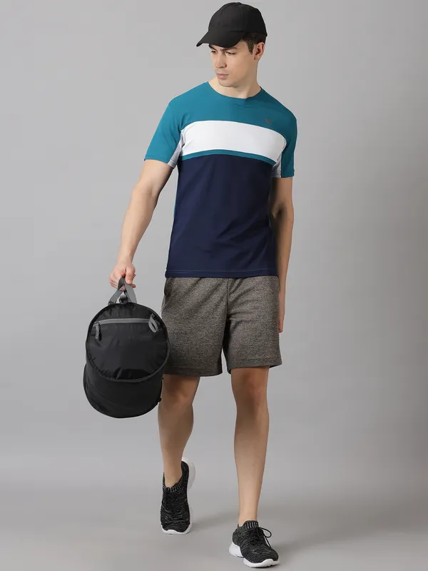 Green_&_Navy_Blue_Polyester_Colorblock_Round_Neck_Slim_Fit_Short_Sleeve_T-Shirt_For_Men