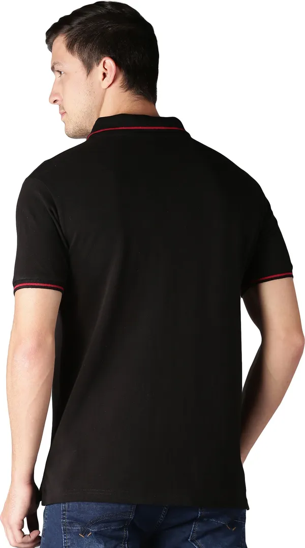 Black_Pure_Cotton_Solid_Polo_Neck_Loose_Fit_Half_Sleeve_T-Shirt_For_Men