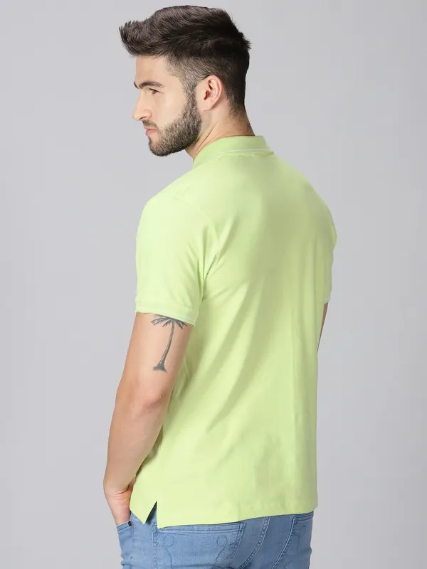 Green_Pure_Cotton_Solid_Polo_Neck_Loose_Fit_Half_Sleeve_T-Shirt_For_Men