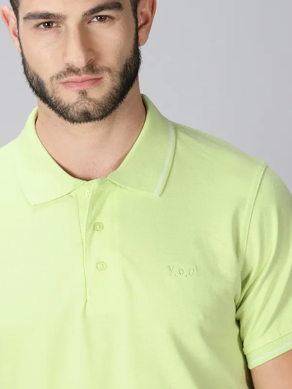 Green_Pure_Cotton_Solid_Polo_Neck_Loose_Fit_Half_Sleeve_T-Shirt_For_Men