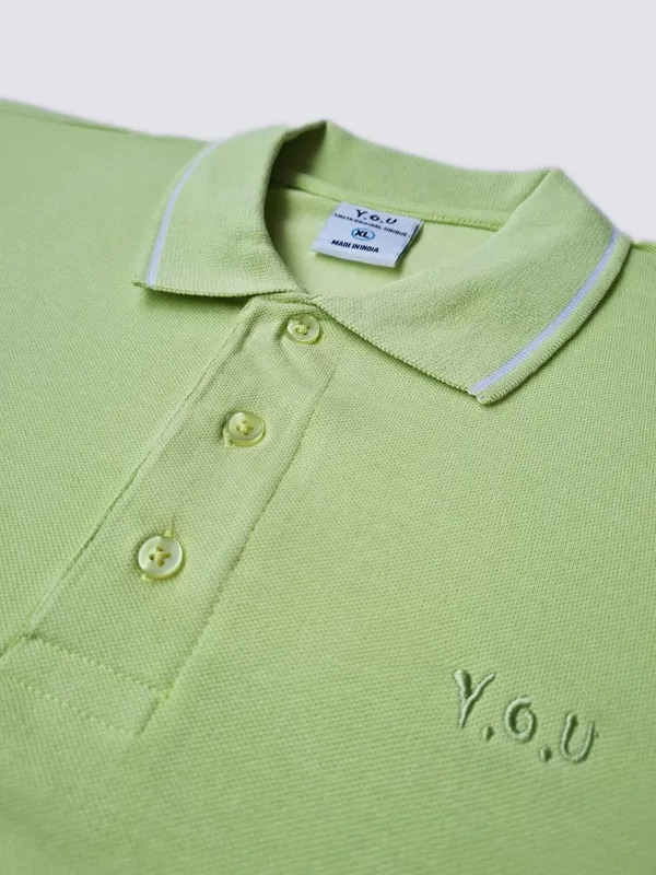 Green_Pure_Cotton_Solid_Polo_Neck_Loose_Fit_Half_Sleeve_T-Shirt_For_Men