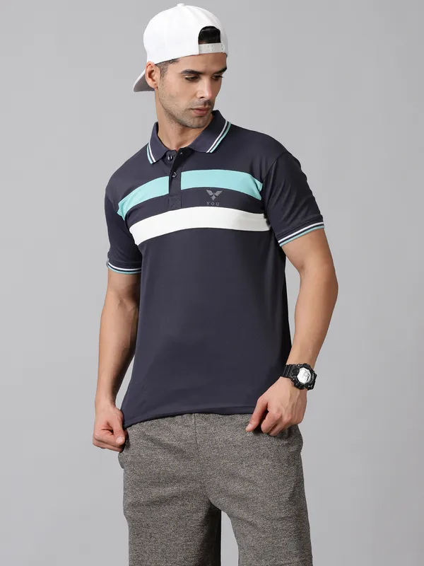 Grey_Polyester_Striped_Polo_Neck_Slim_Fit_Short_Sleeve_T-Shirt_For_Men