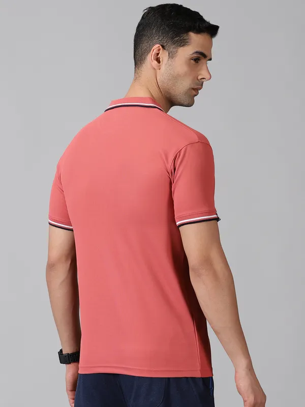 Pink_Polyester_Striped_Polo_Neck_Slim_Fit_Short_Sleeve_T-Shirt_For_Men