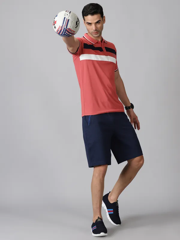 Pink_Polyester_Striped_Polo_Neck_Slim_Fit_Short_Sleeve_T-Shirt_For_Men