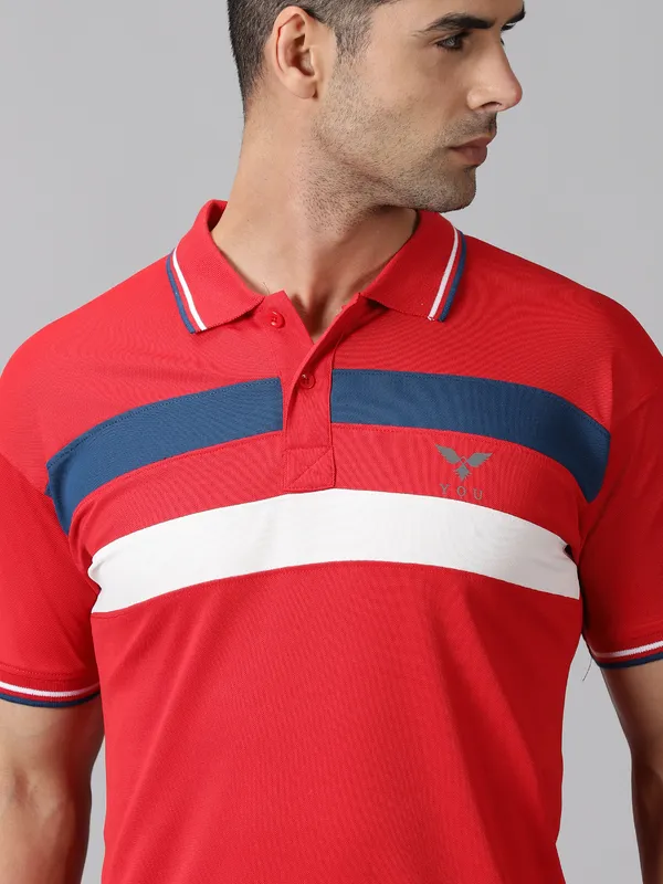 Red_Polyester_Striped_Polo_Neck_Slim_Fit_Half_Sleeve_T-Shirt_For_Men