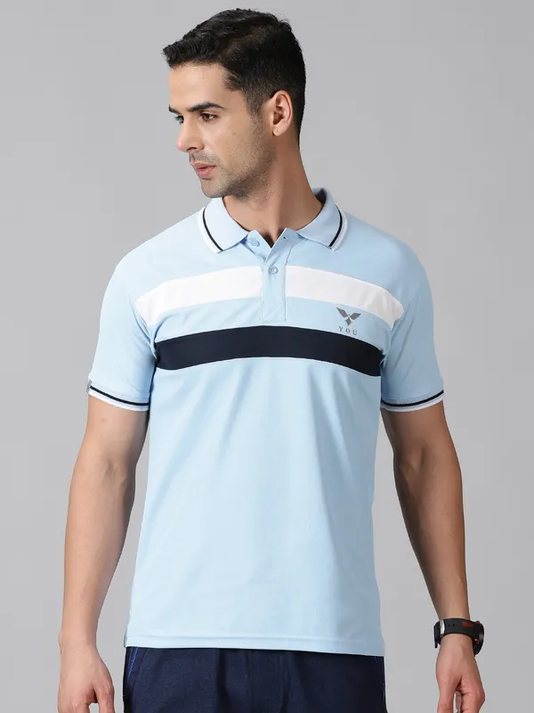 Light_Blue_Polyester_Striped_Polo_Neck_Slim_Fit_Short_Sleeve_T-Shirt_For_Men
