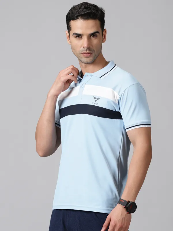 Light_Blue_Polyester_Striped_Polo_Neck_Slim_Fit_Short_Sleeve_T-Shirt_For_Men