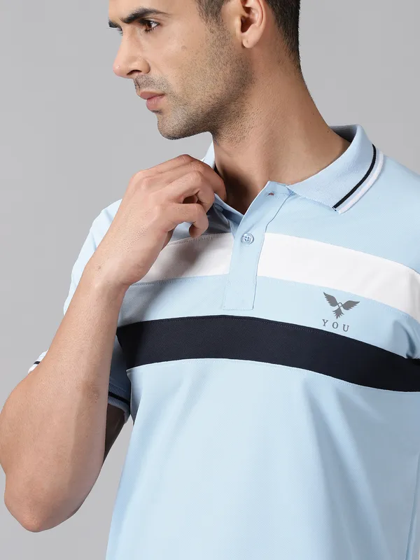 Light_Blue_Polyester_Striped_Polo_Neck_Slim_Fit_Short_Sleeve_T-Shirt_For_Men