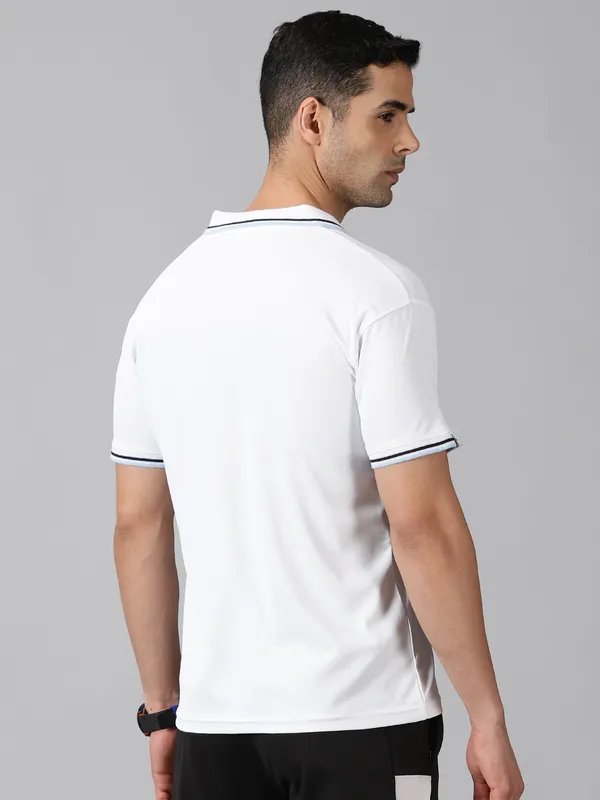 White_Polyester_Striped_Polo_Neck_Slim_Fit_Half_Sleeve_T-Shirt_For_Men