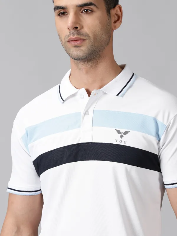 White_Polyester_Striped_Polo_Neck_Slim_Fit_Half_Sleeve_T-Shirt_For_Men