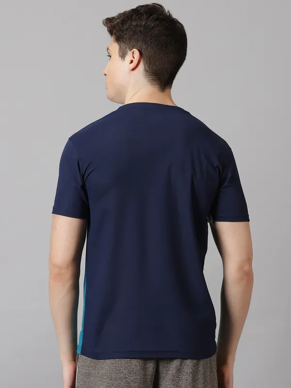 Navy_Blue_&_Green_Polyester_Colorblock_Round_Neck_Slim_Fit_Short_Sleeve_T-Shirt_For_Men