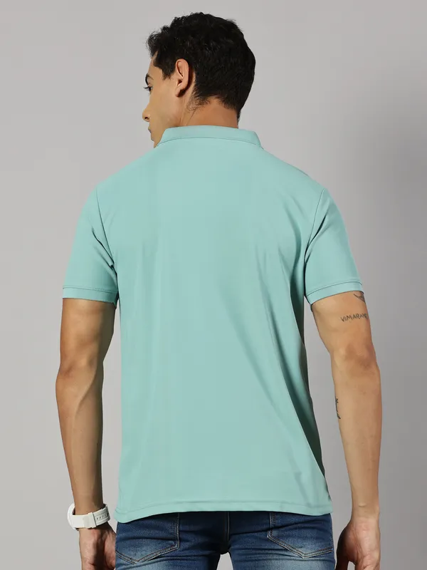 Green_Polyester_Striped_Polo_Neck_Slim_Fit_Short_Sleeve_T-Shirt_For_Men