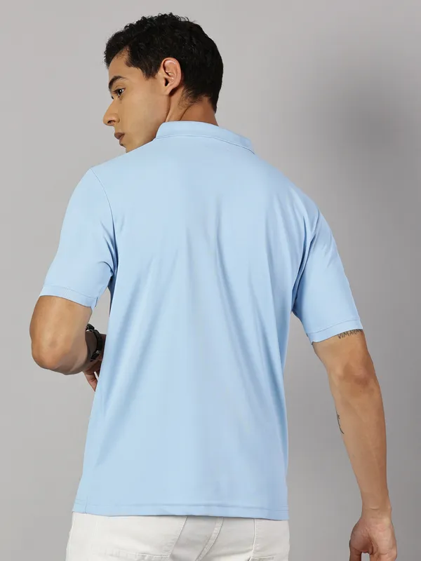 Light_Blue_Polyester_Striped_Polo_Neck_Slim_Fit_Short_Sleeve_T-Shirt_For_Men