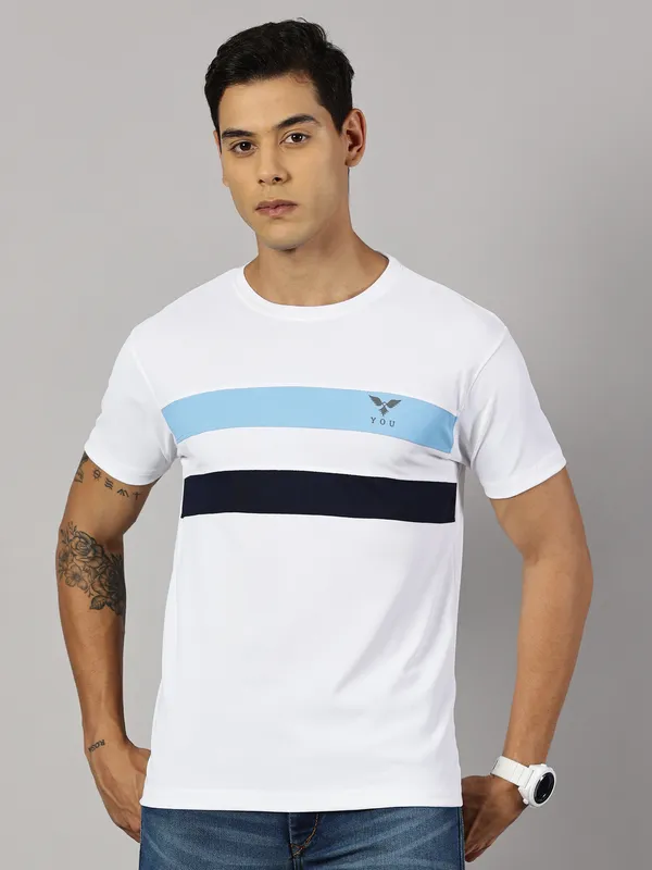 White_Polyester_Striped_Round_Neck_Regular_Fit_Half_Sleeve_T-Shirt_For_Men