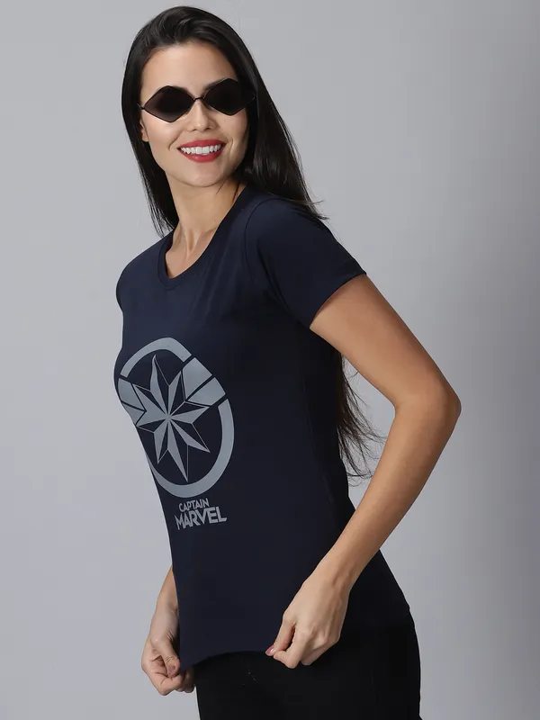 Dark_Blue_Pure_Cotton_Printed_Round_Neck_Slim_Fit_Half_Sleeve_T-Shirt_For_Women