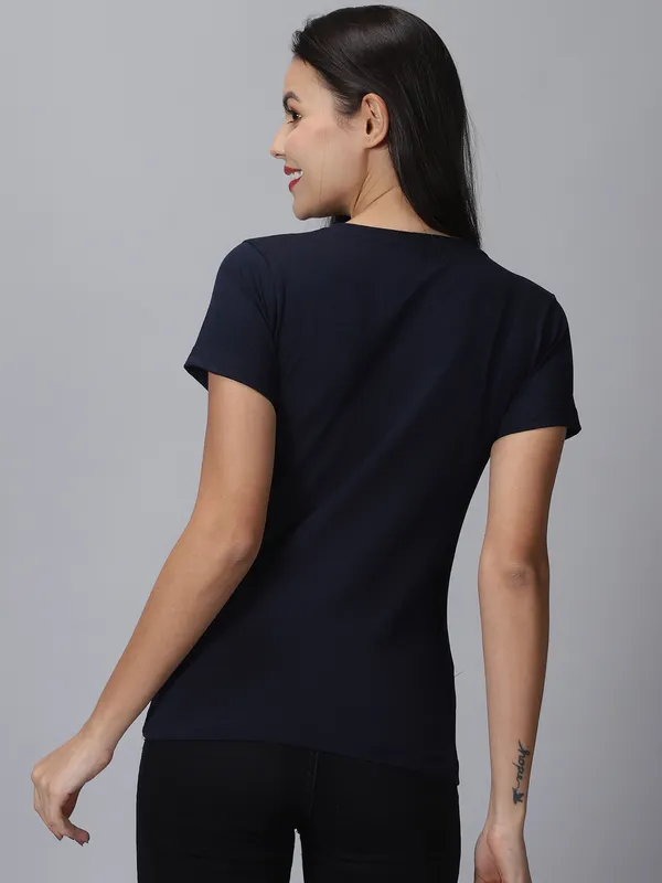 Dark_Blue_Pure_Cotton_Printed_Round_Neck_Slim_Fit_Half_Sleeve_T-Shirt_For_Women