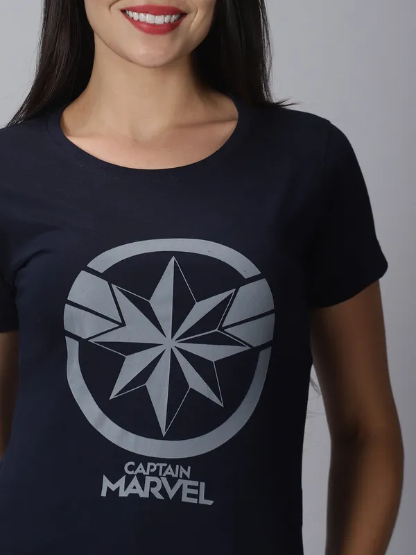 Dark_Blue_Pure_Cotton_Printed_Round_Neck_Slim_Fit_Half_Sleeve_T-Shirt_For_Women