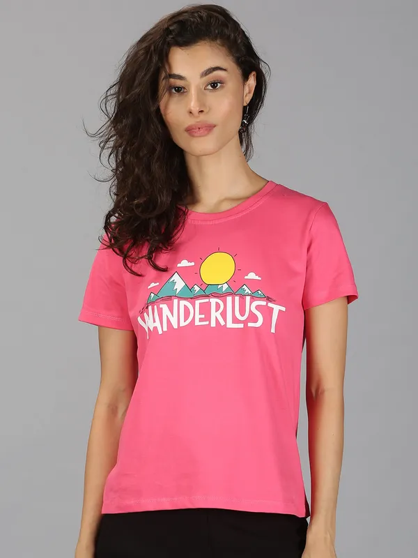 Pink_Pure_Cotton_Graphic_Print_Round_Neck_Slim_Fit_Short_Sleeve_T-Shirt_For_Women