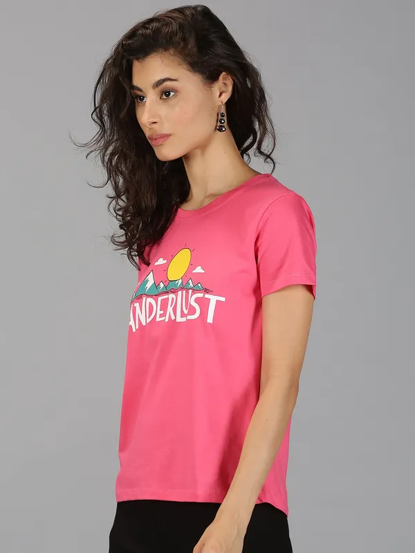 Pink_Pure_Cotton_Graphic_Print_Round_Neck_Slim_Fit_Short_Sleeve_T-Shirt_For_Women